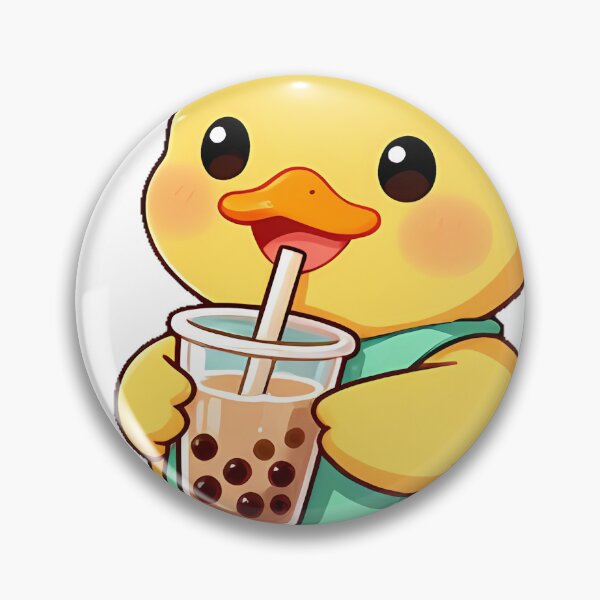 Item preview, Cute Yellow Duckling Barista with Brown Sugar Boba Milk Tea Icon designed and sold by pumsquare.