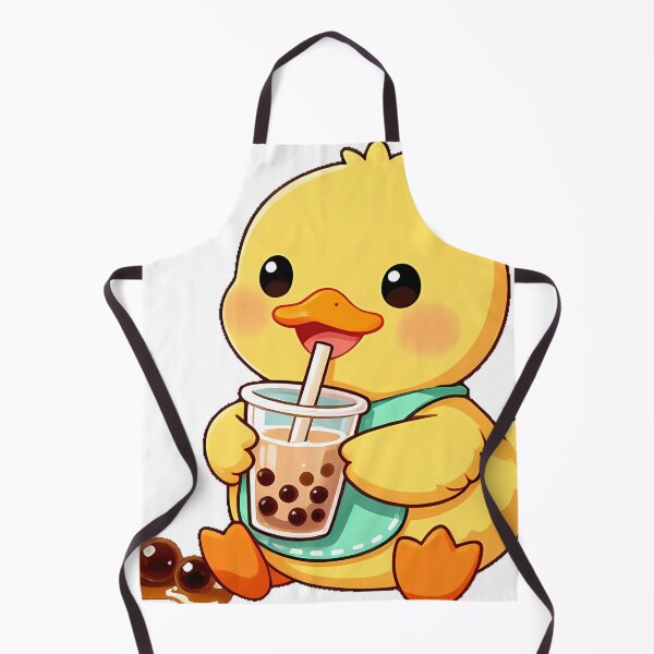 Item preview, Cute Yellow Duckling Barista with Brown Sugar Boba Milk Tea Icon designed and sold by pumsquare.
