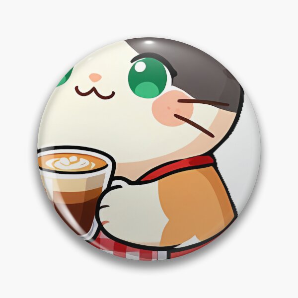 Item preview, Cute Calico Cat Barista with Caramel Cortado Coffee Icon designed and sold by pumsquare.