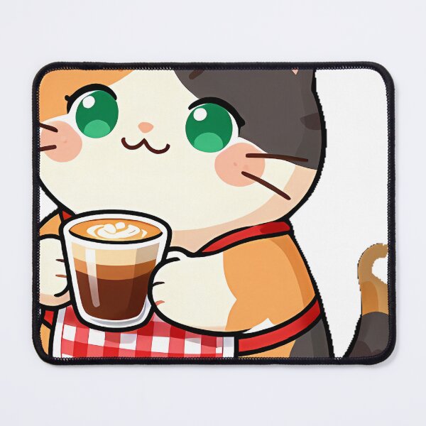 Item preview, Cute Calico Cat Barista with Caramel Cortado Coffee Icon designed and sold by pumsquare.