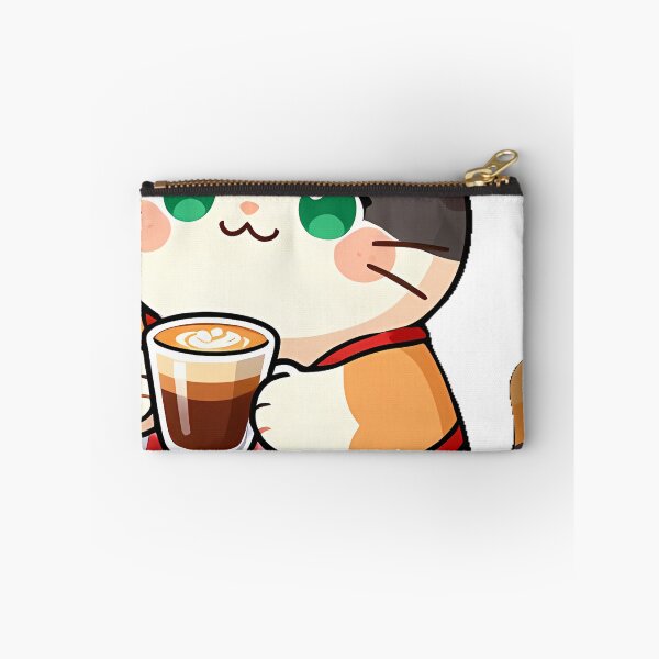 Item preview, Cute Calico Cat Barista with Caramel Cortado Coffee Icon designed and sold by pumsquare.