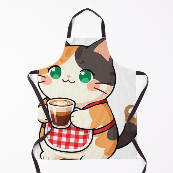 Item preview, Cute Calico Cat Barista with Caramel Cortado Coffee Icon designed and sold by pumsquare.