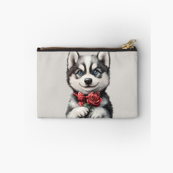 Item preview, Siberian Husky Puppy Holding a Red Rose designed and sold by Erika Kaisersot.