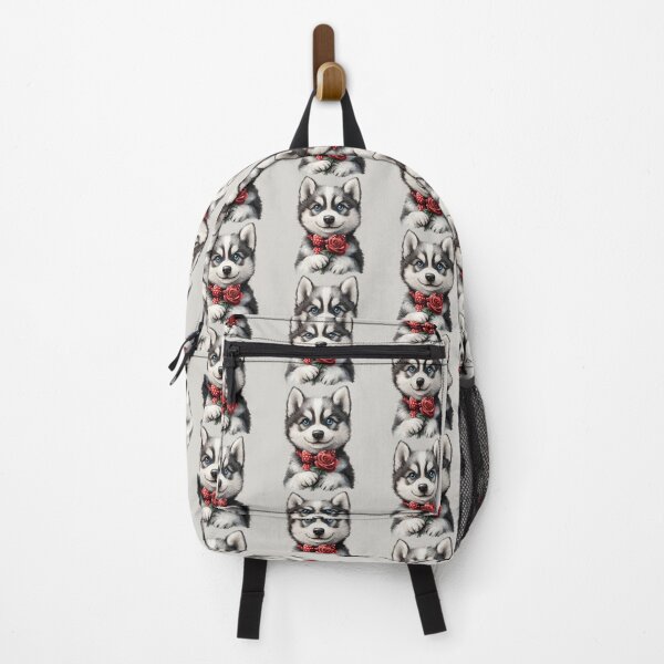 Item preview, Siberian Husky Puppy Holding a Red Rose designed and sold by Erika Kaisersot.