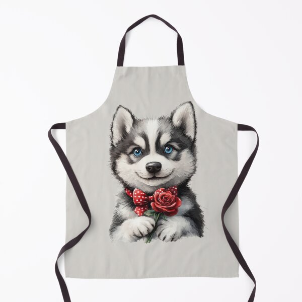Item preview, Siberian Husky Puppy Holding a Red Rose designed and sold by Erika Kaisersot.