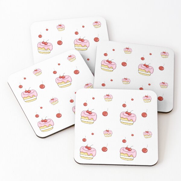 Item preview, Cute Cherry Cake Kawaii Dessert Pattern designed and sold by Porpor Artwork.