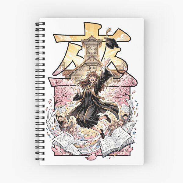 Item preview, Japanese Anime Graduate Jump Cherry Blossom Kanji Aesthetic designed and sold by mood-draftsman.