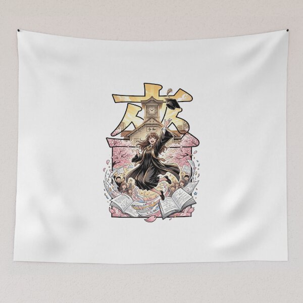 Item preview, Japanese Anime Graduate Jump Cherry Blossom Kanji Aesthetic designed and sold by mood-draftsman.