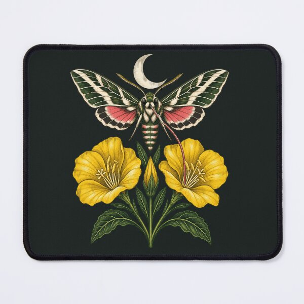 Item preview, White Lined Sphinx Moth and Evening Primrose designed and sold by VoyteksDesigns.