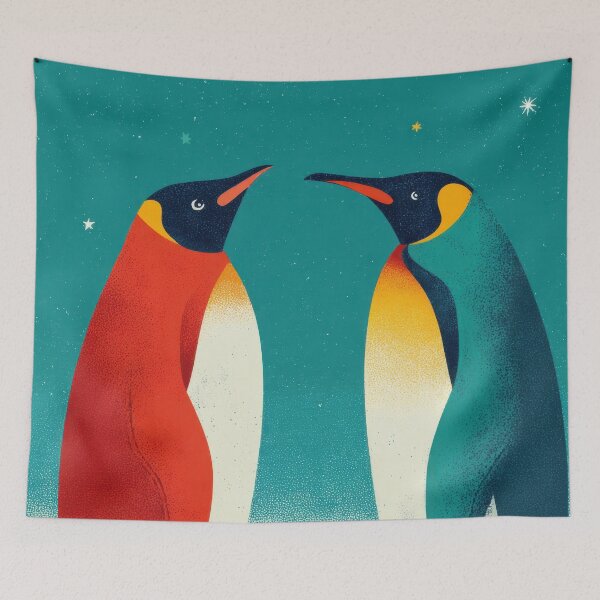Item preview, Penguins face each other under stars designed and sold by anytka.