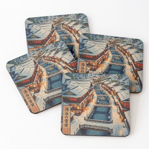 Item preview, Ukiyo-e Snowy Onsen Village Art designed and sold by conohitoAI-ArtGallery.