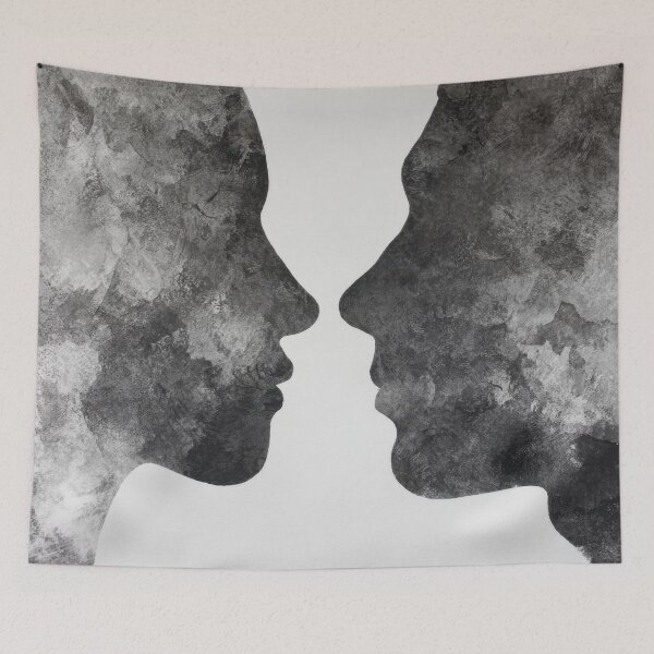 Item preview, Two faces in black and white profile designed and sold by anytka.