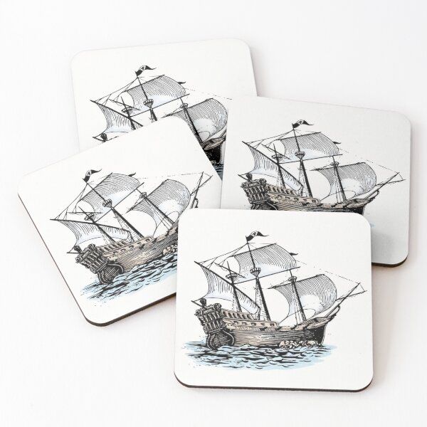 Item preview, Vintage Sailing Pirate Ship Ocean Waves designed and sold by WithoutBorders4.