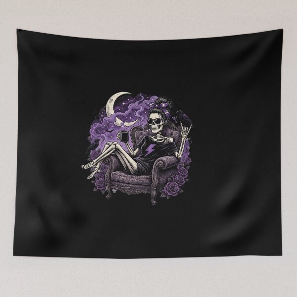 Item preview, Skeleton Queen Beneath Crescent Moon designed and sold by Tee Studio.