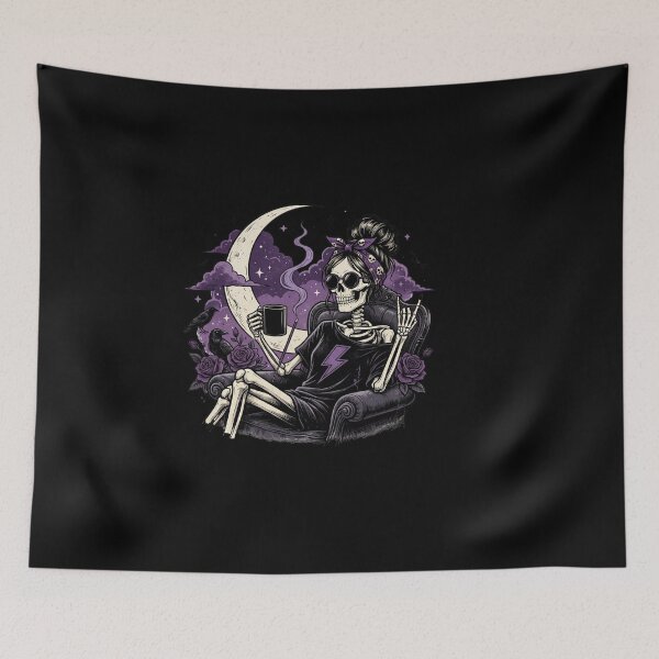 Item preview, Crescent Moon Skeleton Queen with Mug designed and sold by Tee Studio.