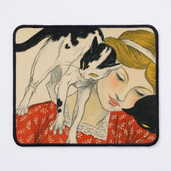 Item preview, Cats by Théophile-Alexandre Steinlen - Vintage Cat Illustration Woman Art Print for Cat Lovers designed and sold by RickE.