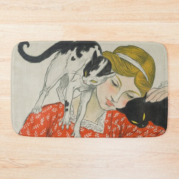 Item preview, Cats by Théophile-Alexandre Steinlen - Vintage Cat Illustration Woman Art Print for Cat Lovers designed and sold by RickE.