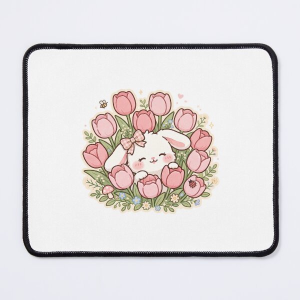 Item preview, Coquette Bunny Pink Tulip Flower Garden designed and sold by mochiMooco.