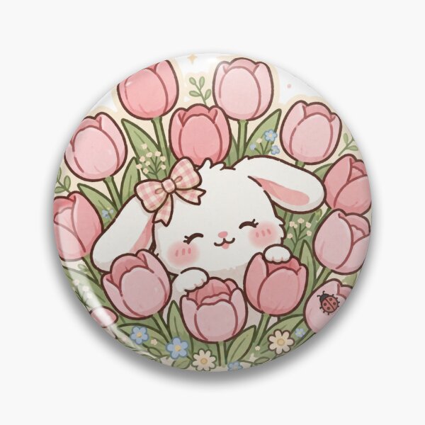 Item preview, Coquette Bunny Pink Tulip Flower Garden designed and sold by mochiMooco.