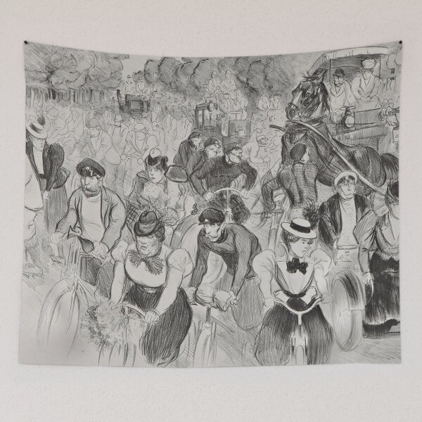 Item preview, Vintage Paris Street Art Print, Busy Street in Paris, Théophile-Alexandre Steinlen Illustration designed and sold by RickE.