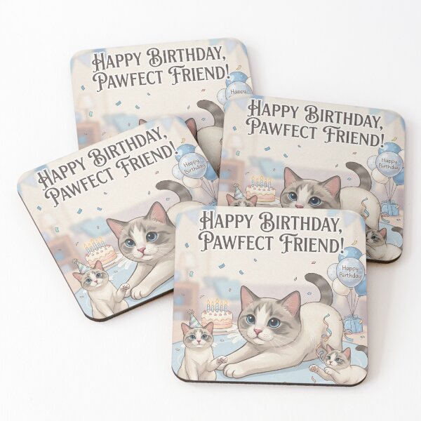 Item preview, Happy Birthday Pawfect Friend Cute Cats and Kittens designed and sold by PetalsPaws.