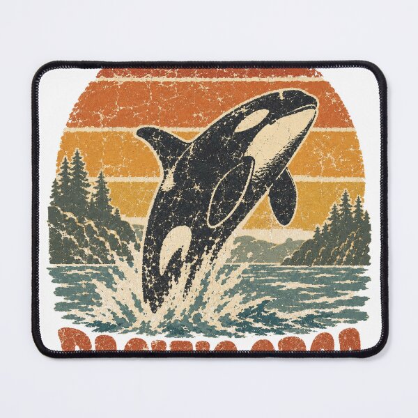 Item preview, Orca in the Cold Pacific Waters Sun Faded Retro Art designed and sold by VisualArtsOasis.