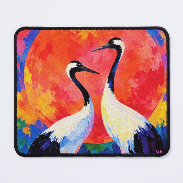 Item preview, Cranes at Sunset – Fauvist Wildlife Painting designed and sold by RamyGallery.