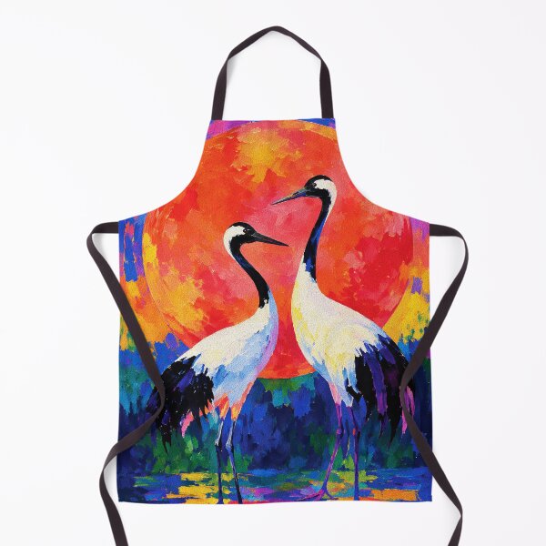 Item preview, Cranes at Sunset – Fauvist Wildlife Painting designed and sold by RamyGallery.
