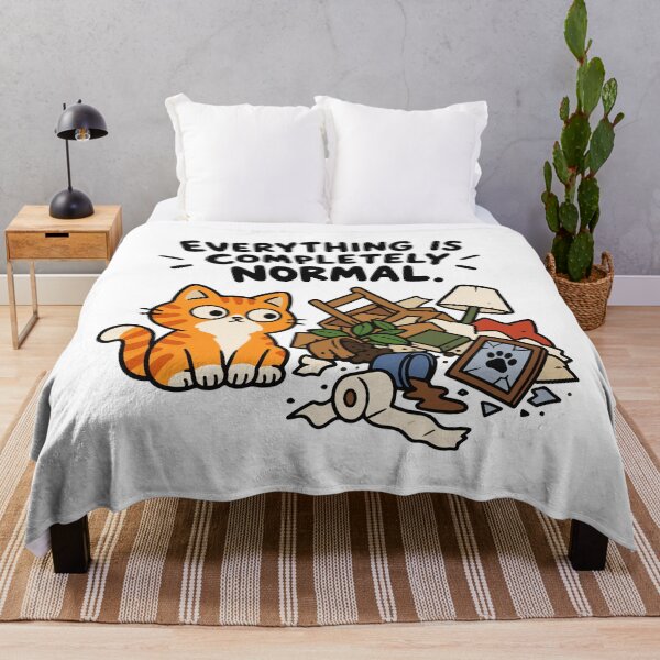 Item preview, Everything Is Completely Normal – Funny Orange Cat Chaos designed and sold by MewMade.