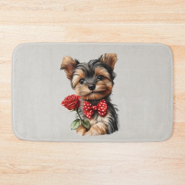 Item preview, Cute Yorkshire Terrier with Red Rose and Polka Dot Bow Tie designed and sold by Erika Kaisersot.