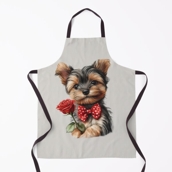 Item preview, Cute Yorkshire Terrier with Red Rose and Polka Dot Bow Tie designed and sold by Erika Kaisersot.