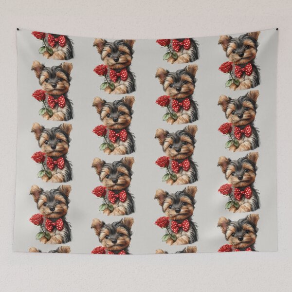 Item preview, Cute Yorkshire Terrier with Red Rose and Polka Dot Bow Tie designed and sold by Erika Kaisersot.