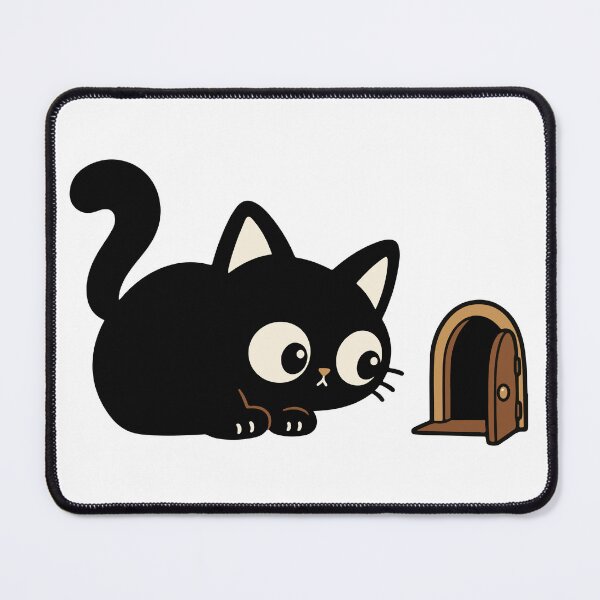 Item preview, Curious Black Cat – Cat Peeking Around a Mouse Hole designed and sold by MewMade.