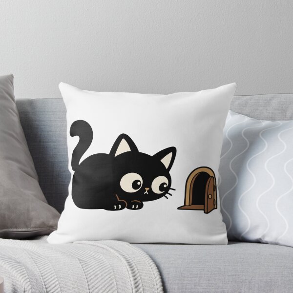 Item preview, Curious Black Cat – Cat Peeking Around a Mouse Hole designed and sold by MewMade.