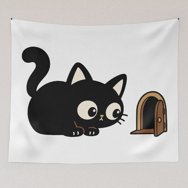 Item preview, Curious Black Cat – Cat Peeking Around a Mouse Hole designed and sold by MewMade.