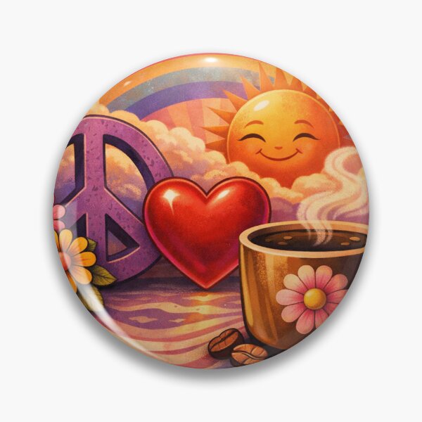 Item preview, Peace Love and Coffee Retro Rainbow Art designed and sold by Peace,love,andbeaches.