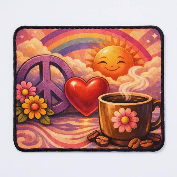 Item preview, Peace Love and Coffee Retro Rainbow Art designed and sold by Peace,love,andbeaches.