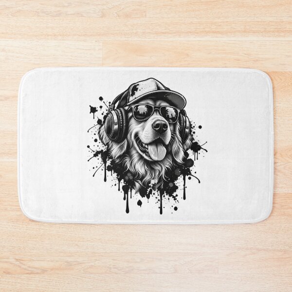 Item preview, Cool Golden Retriever DJ Wearing Sunglasses and Headphones Streetwear Splash Art Title designed and sold by KTD28_SHOP.