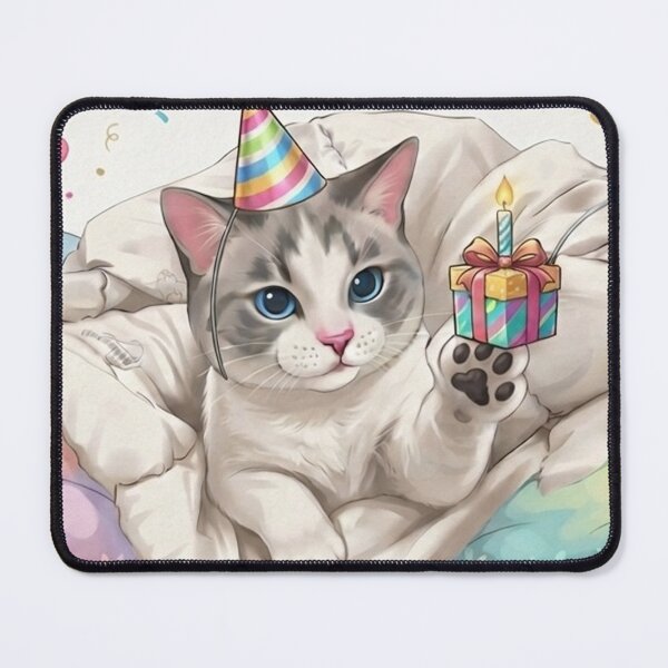 Item preview, Cute Birthday Cat with Party Hat and Gift - Paw-some Day Greeting Card & Gift designed and sold by PetalsPaws.