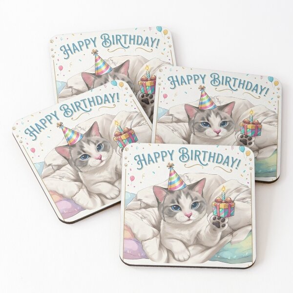 Item preview, Cute Birthday Cat with Party Hat and Gift - Paw-some Day Greeting Card & Gift designed and sold by PetalsPaws.