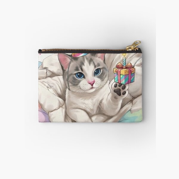 Item preview, Cute Birthday Cat with Party Hat and Gift - Paw-some Day Greeting Card & Gift designed and sold by PetalsPaws.