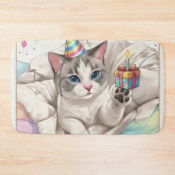 Item preview, Cute Birthday Cat with Party Hat and Gift - Paw-some Day Greeting Card & Gift designed and sold by PetalsPaws.