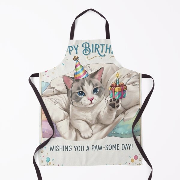 Item preview, Cute Birthday Cat with Party Hat and Gift - Paw-some Day Greeting Card & Gift designed and sold by PetalsPaws.