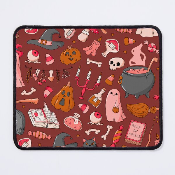 Item preview, Cozy Ghost & Potion Magic – Cute Halloween Doodle Pattern | Red designed and sold by Frohyou.