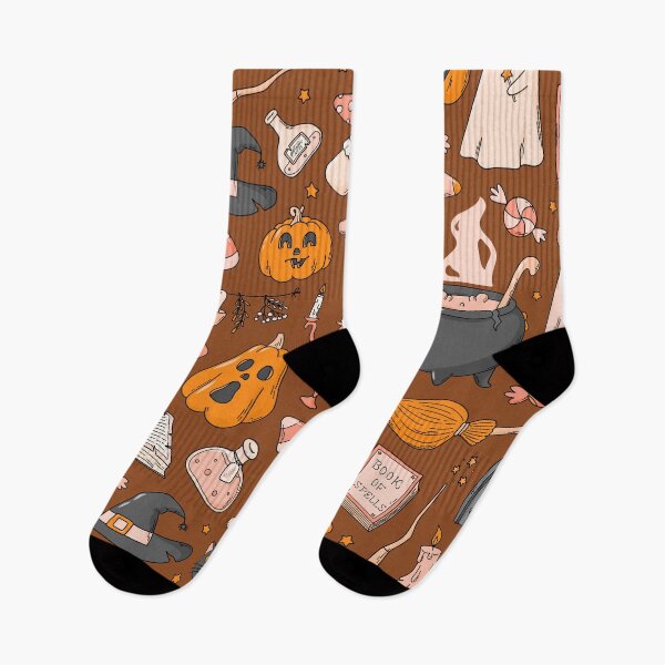 Item preview, Cozy Ghost & Potion Magic – Cute Halloween Doodle Pattern | Orange designed and sold by Frohyou.