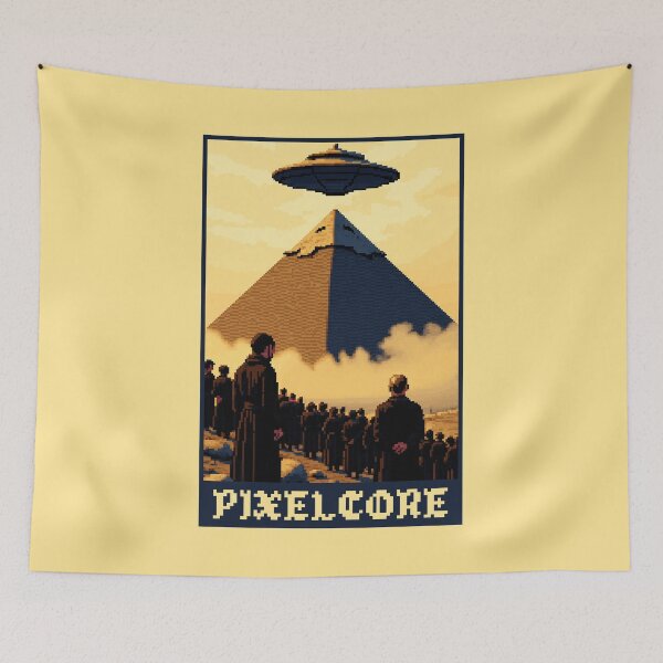 Item preview, Ufo on Egyptian Pyramid Pixel Art {PIXELCORE} designed and sold by PIXELCORE-TEE.