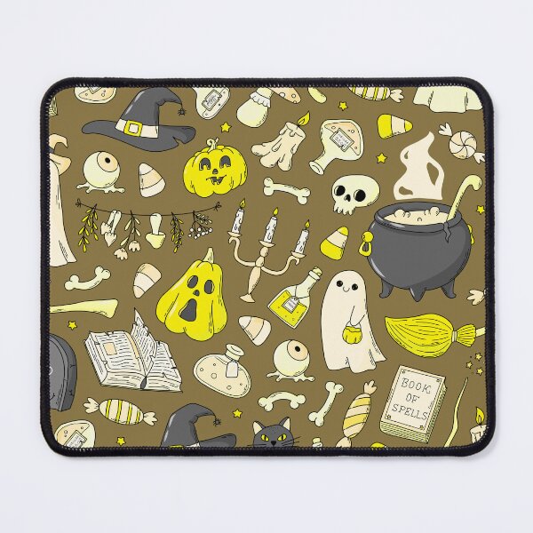 Item preview, Cozy Ghost & Potion Magic – Cute Halloween Doodle Pattern | Yellow designed and sold by Frohyou.