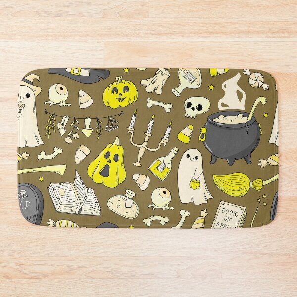 Item preview, Cozy Ghost & Potion Magic – Cute Halloween Doodle Pattern | Yellow designed and sold by Frohyou.