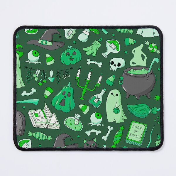 Item preview, Cozy Ghost & Potion Magic – Cute Halloween Doodle Pattern | Green designed and sold by Frohyou.