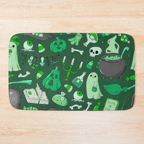 Item preview, Cozy Ghost & Potion Magic – Cute Halloween Doodle Pattern | Green designed and sold by Frohyou.